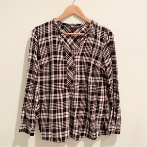 Talbots Black White Plaid Cotton Tunic Medium M